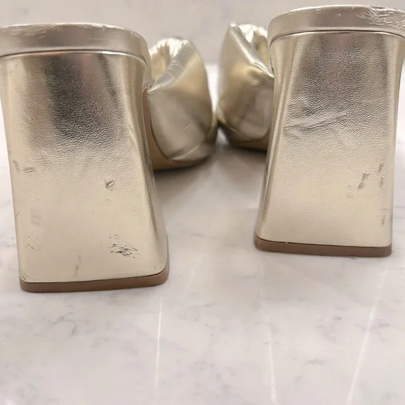 NORDSTROM OPEN EDIT Saydee Gold Block Heel Sandal Size 7 - Picture 3 of 7